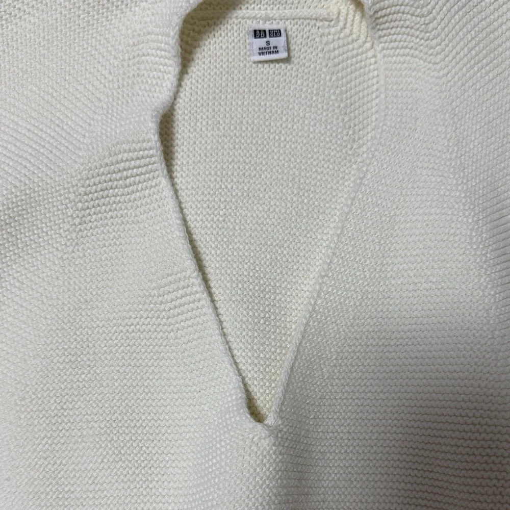 Uniqlo 3D Knit Cotton Sweater Short Sleeve Cream - Picture 3 of 5